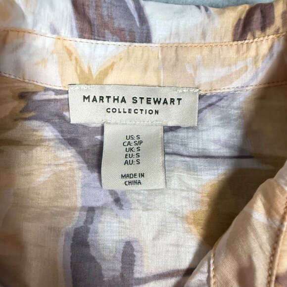 Martha Stewart Collection Womens Floral Button-Down Blouse Sz S Yellow/Gray Ligh - Picture 2 of 6